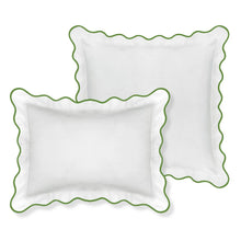 Load image into Gallery viewer, Scalloped Sham, Green / White by Laura Park