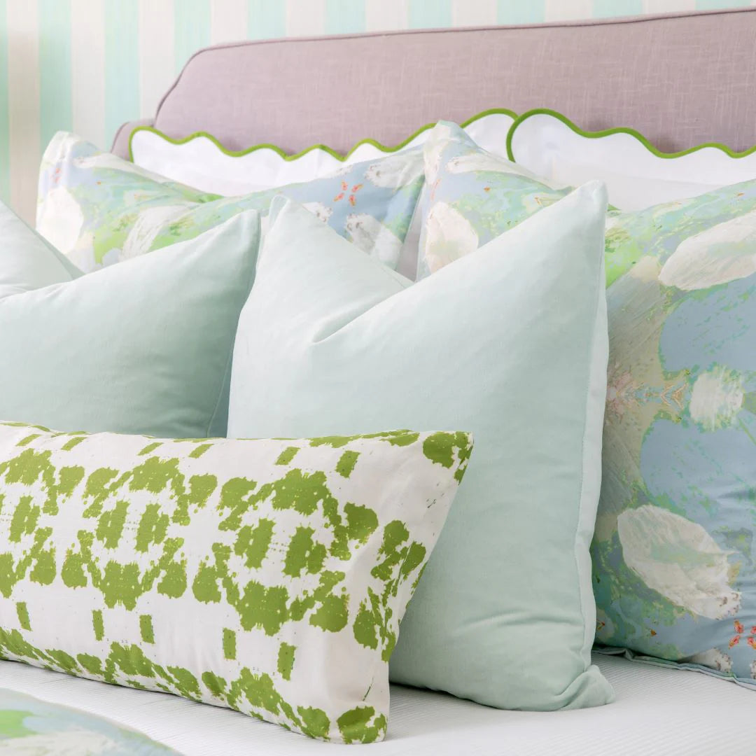 Scalloped Sham, Green / White by Laura Park