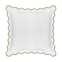 Load image into Gallery viewer, Scalloped Sham, Green / White by Laura Park