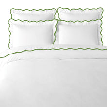 Load image into Gallery viewer, Scalloped Duvet Cover, Green / White by Laura Park