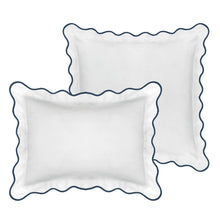 Load image into Gallery viewer, Scalloped Sham, Navy / White by Laura Park