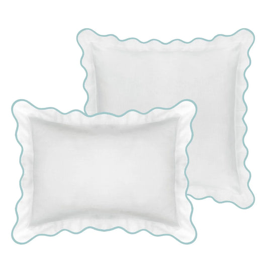 Scalloped Sham, Blue / White by Laura Park