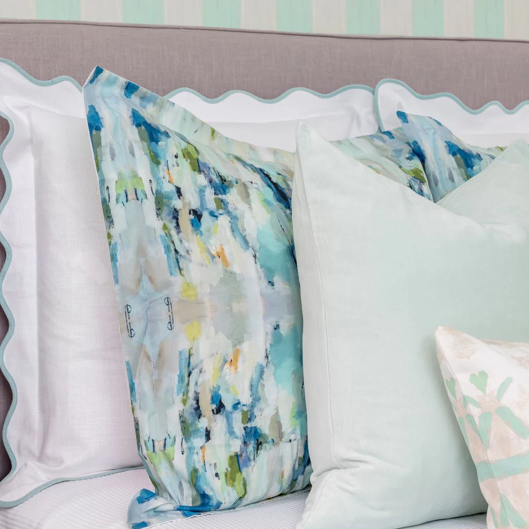 Scalloped Sham, Blue / White by Laura Park