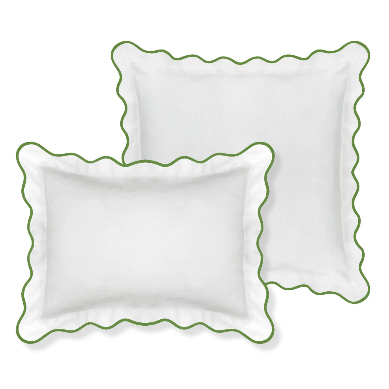 Scalloped Sham, Green / White by Laura Park