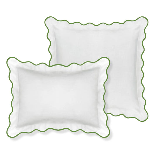 Scalloped Sham, Green / White by Laura Park