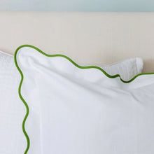Load image into Gallery viewer, Scalloped Sham, Green / White by Laura Park
