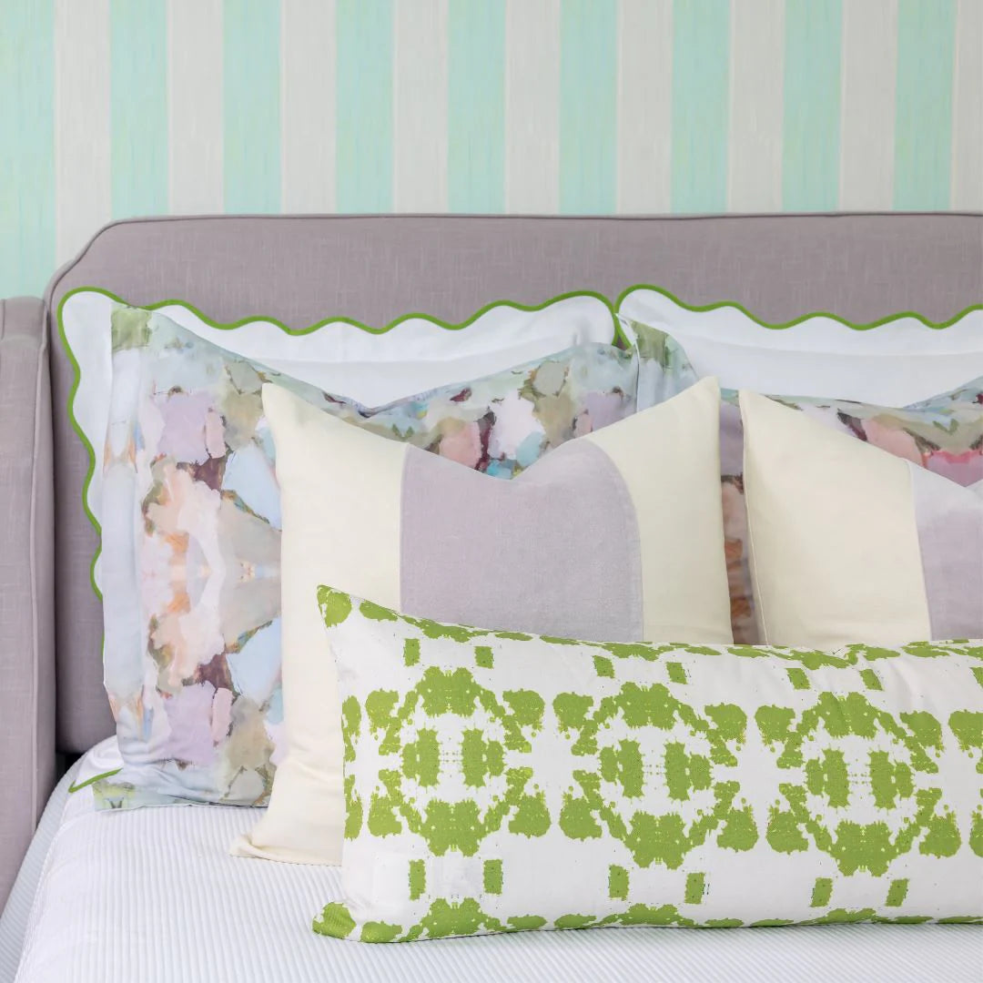 Scalloped Sham, Green / White by Laura Park