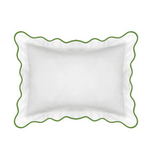 Load image into Gallery viewer, Scalloped Sham, Green / White by Laura Park

