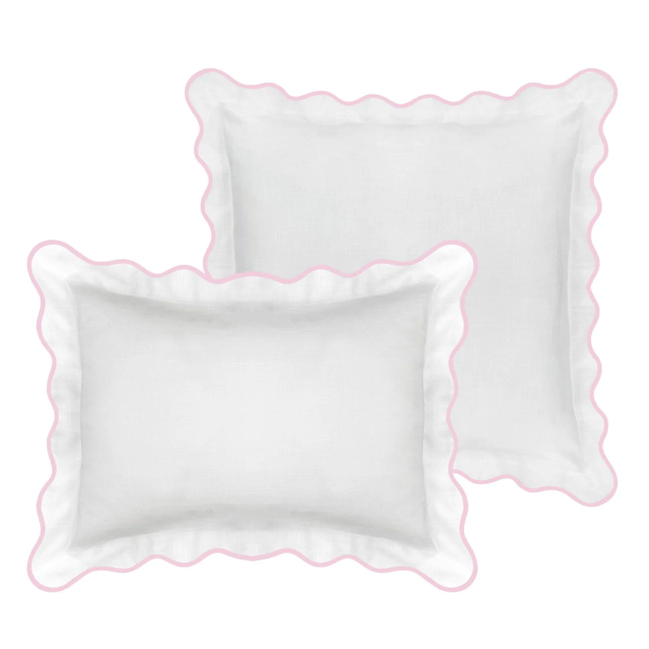 Scalloped Sham, Pink / White by Laura Park