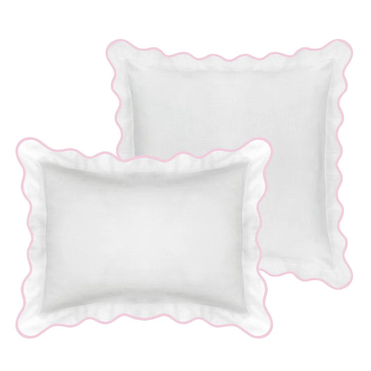 Scalloped Sham, Pink / White by Laura Park