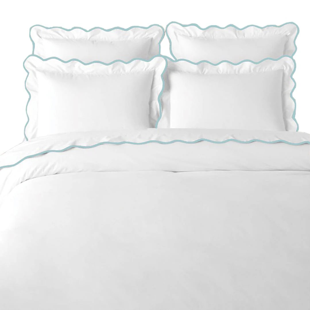 Scalloped Duvet Cover, Blue / White by Laura Park