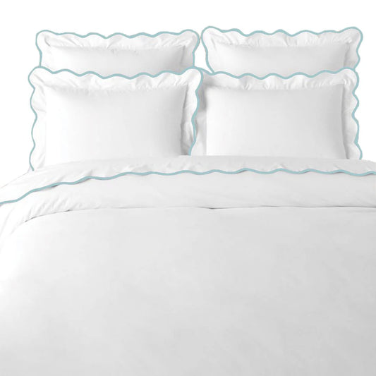 Scalloped Duvet Cover, Blue / White by Laura Park