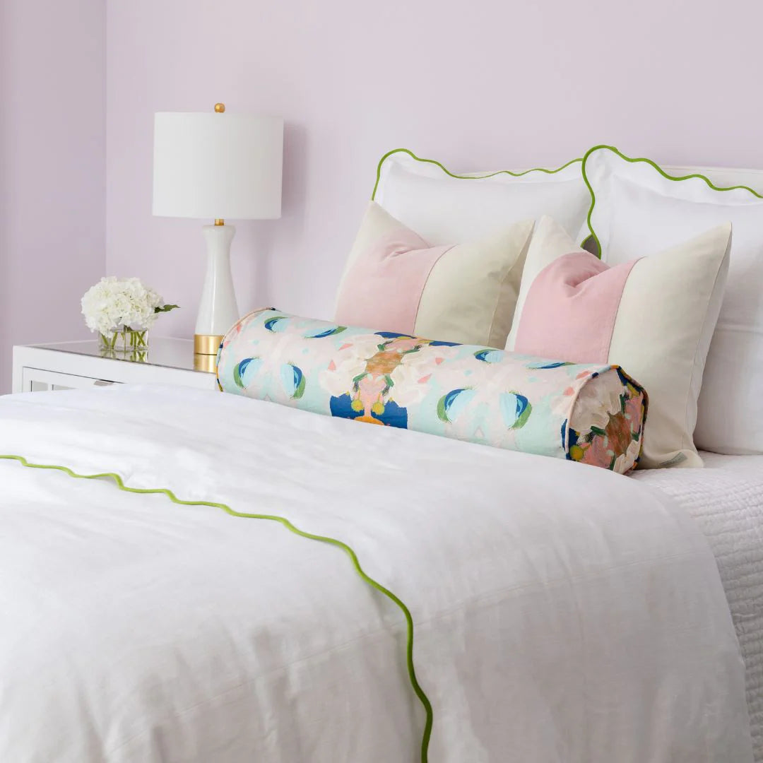 Scalloped Duvet Cover, Green / White by Laura Park