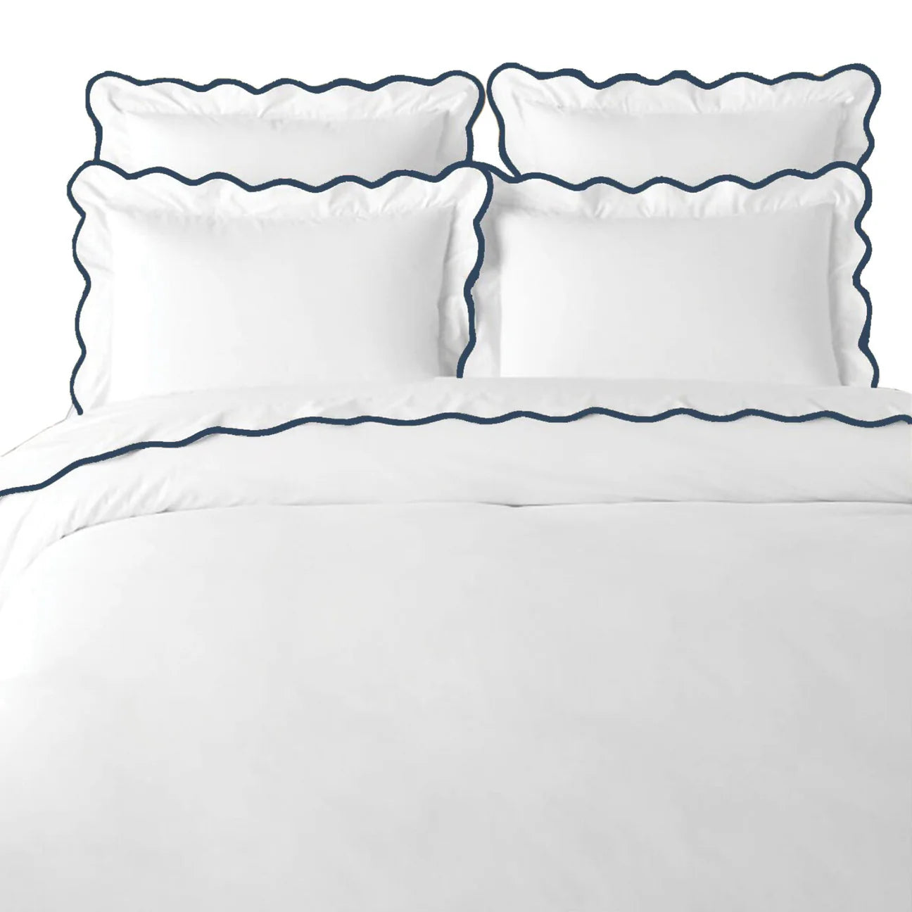 Scalloped Duvet Cover, Navy / White by Laura Park