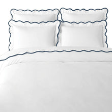 Load image into Gallery viewer, Scalloped Duvet Cover, Navy / White by Laura Park
