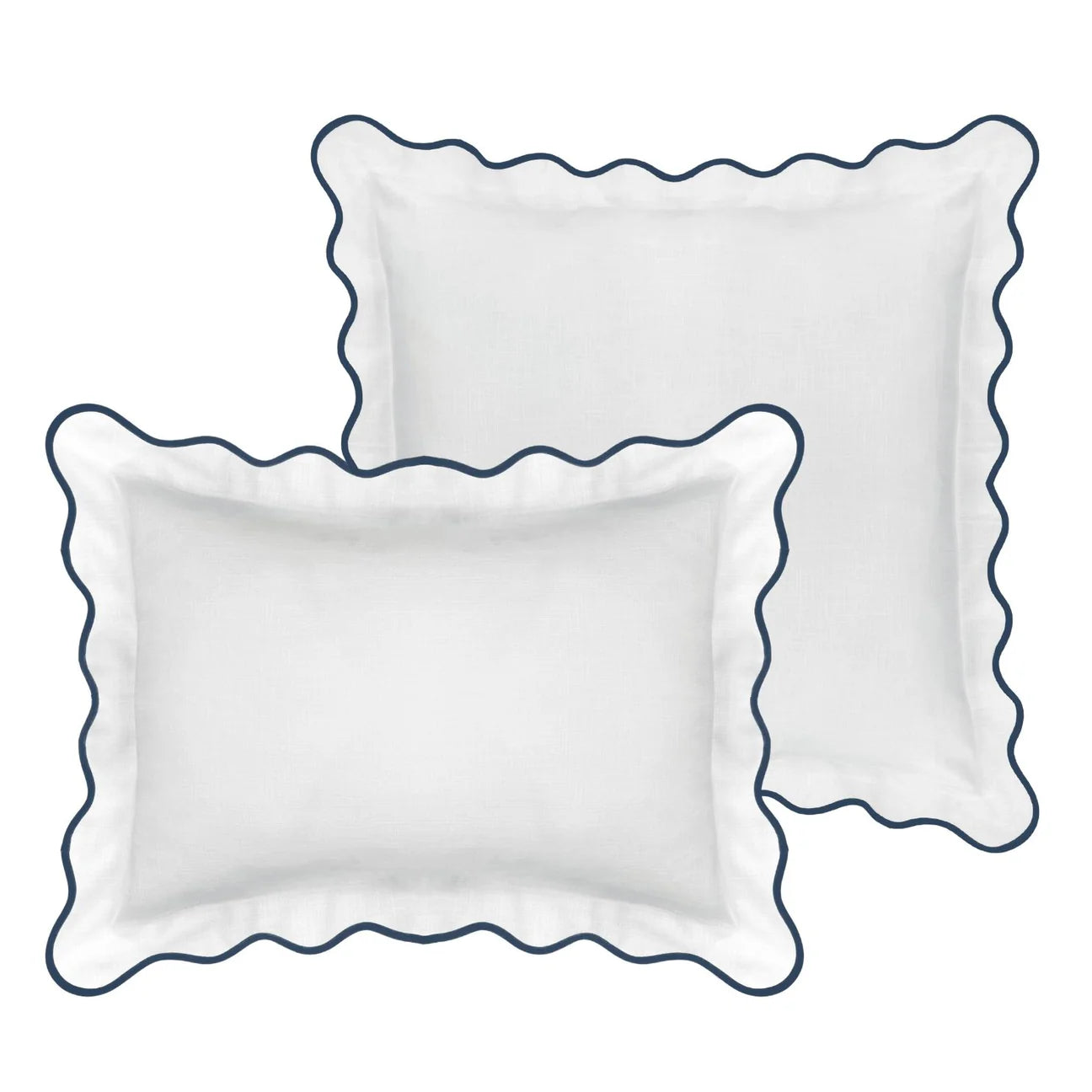 Scalloped Sham, Navy / White by Laura Park