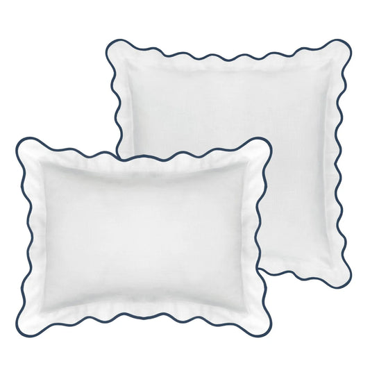 Scalloped Sham, Navy / White by Laura Park