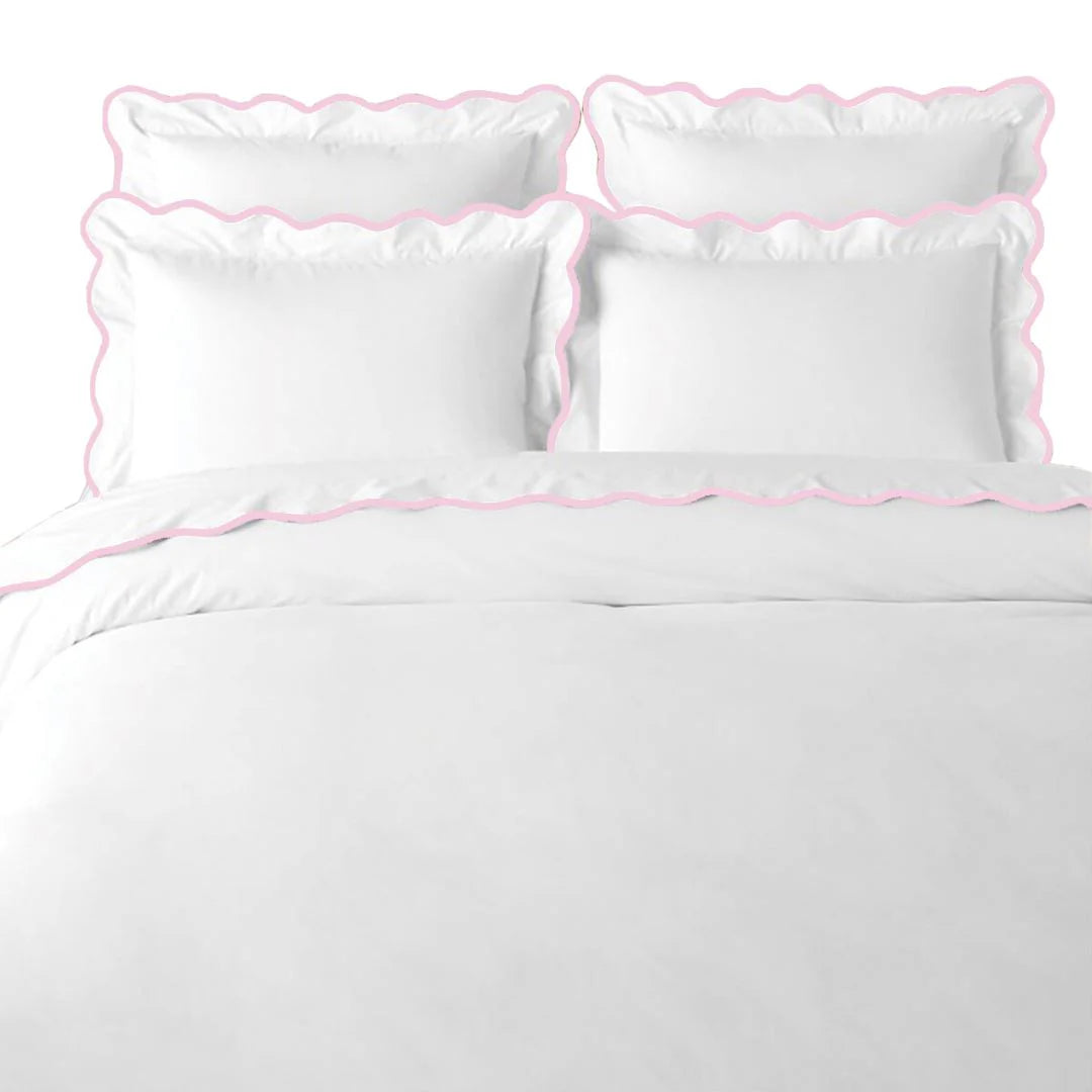 Scalloped Duvet Cover, Pink / White by Laura Park