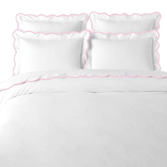 Scalloped Duvet Cover, Pink / White by Laura Park