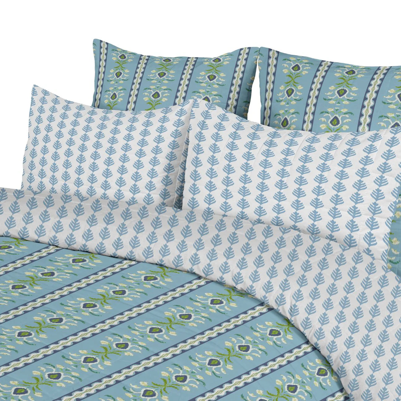 Rosemary Stripe French Blue Comforter Set by Laura Park