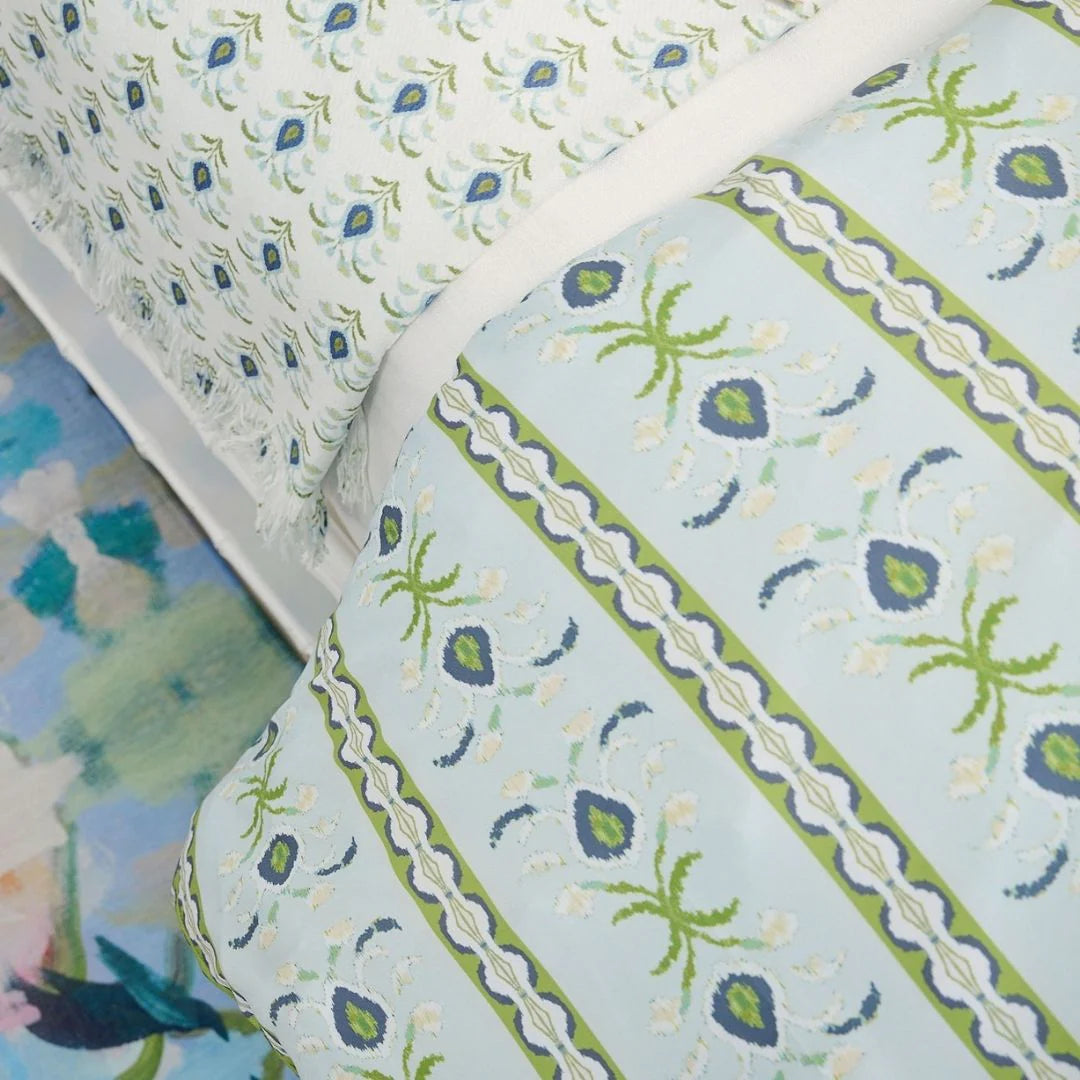 Rosemary Stripe Lagoon Duvet Cover by Laura Park