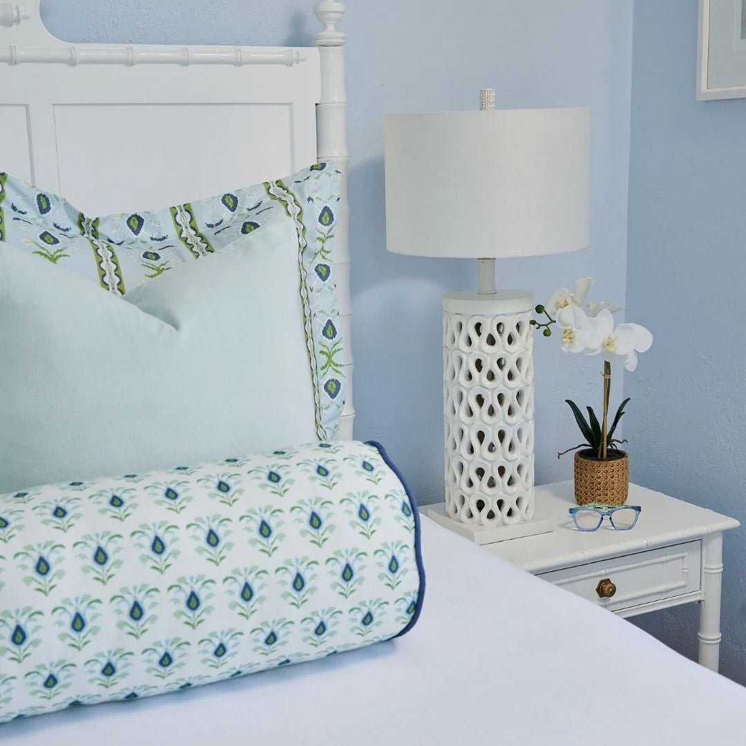 Rosemary Stripe Lagoon Microlux Sham by Laura Park