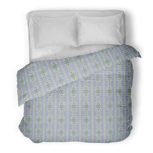 Rosemary Stripe Lavender Duvet Cover by Laura Park