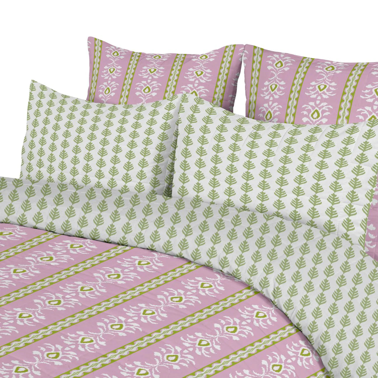 Rosemary Stripe Pink Comforter Set by Laura Park