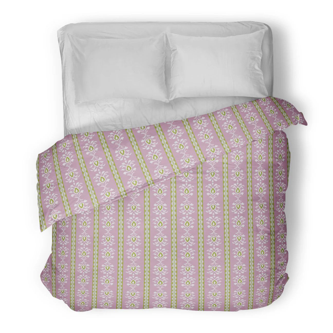 Rosemary Stripe Pink Duvet Cover by Laura Park