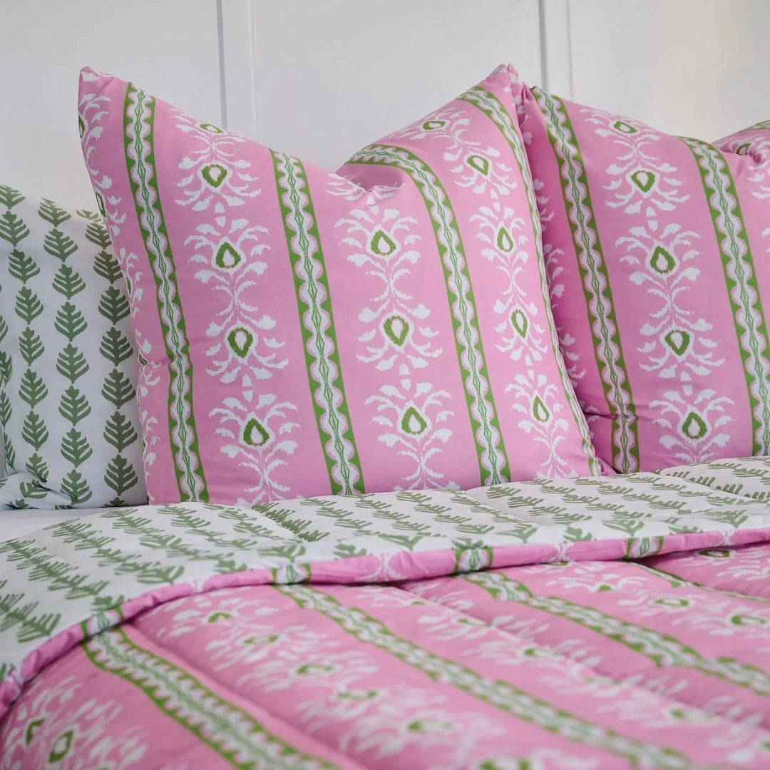 Rosemary Stripe Pink Comforter Set by Laura Park
