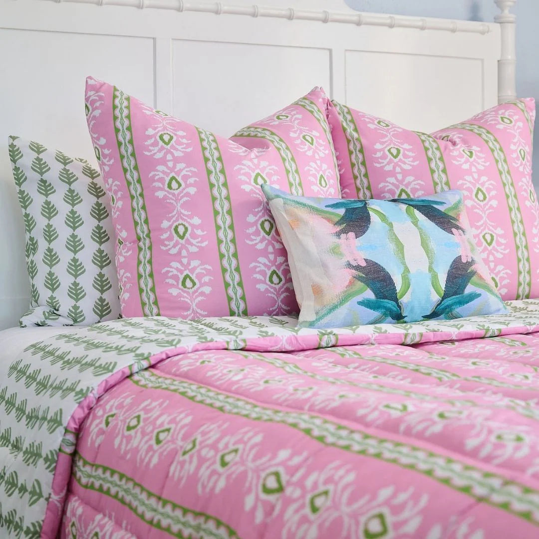 Rosemary Stripe Pink Comforter Set by Laura Park